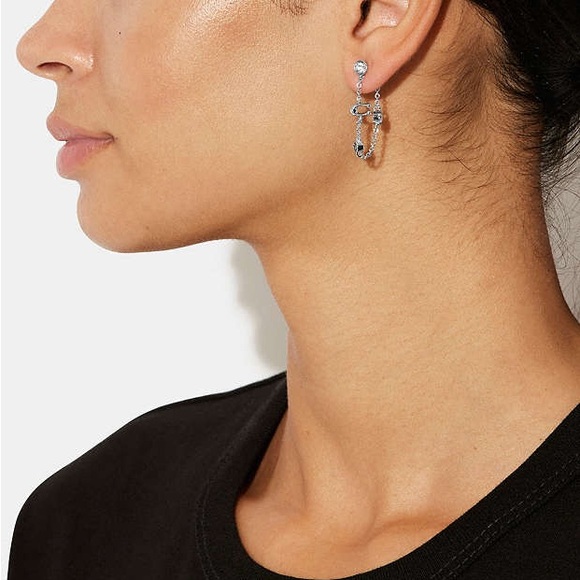 NWT COACH SIGNATURE CRYSTAL CHAIN EARRINGS - Picture 2 of 8